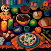 Mexican table set for Dia de los Muertos celebration - Image 3