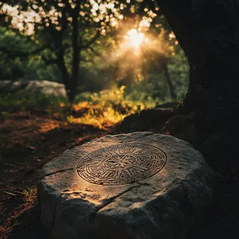 Detail of Carved Stone in Circle