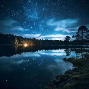 Milky Way and Big Dipper over Lake