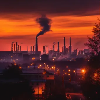 Industrial cityscape at dusk with uneven chimneys on Sony A7 IV - Image 3