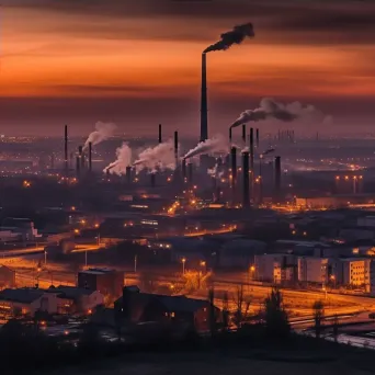 Industrial cityscape at dusk with uneven chimneys on Sony A7 IV - Image 4