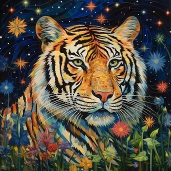 Captivating illusion of a constellation smoothly morphing into a tiger