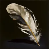 Image of a stark white feather against a black background - Image 1