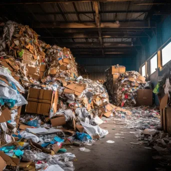 Recycling center with sorted bins of plastics and paper waste - Image 3