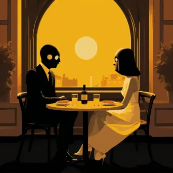 Stylish couple in a chic Parisian café having a deep conversation - Image 2