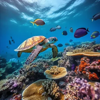 Diverse Coral Reef with Sea Turtles