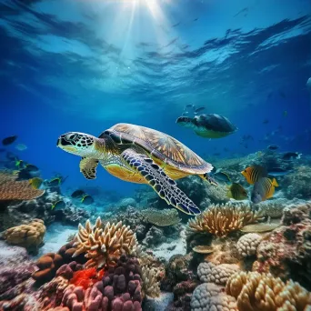 Underwater shot of diverse coral reef with sea turtles, taken with a Nikon Z7 II. - Image 3