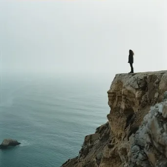 A woman standing on a cliff edge overlooking a vast ocean - Image 4