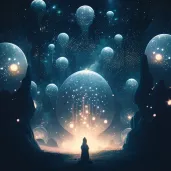 Spiritual realm with glowing orbs and ethereal beings - Image 4