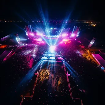 Aerial view of a massive open-air concert with colorful lights. - Image 3