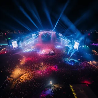 Aerial view of a massive open-air concert with colorful lights. - Image 4