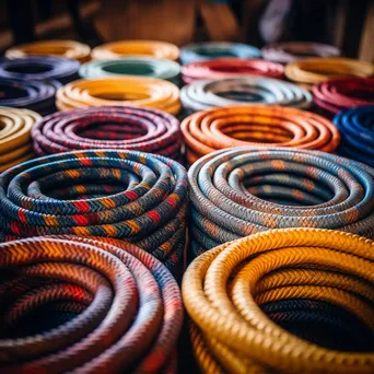 Overhead view of colorful hand-made rope coils - Image 3