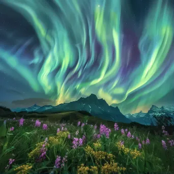 Aurora Borealis Alpine Meadow