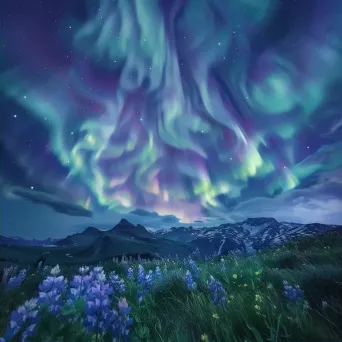 Aurora borealis alpine meadow - Image 2