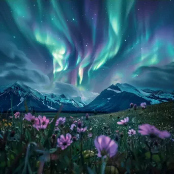 Aurora borealis alpine meadow - Image 3