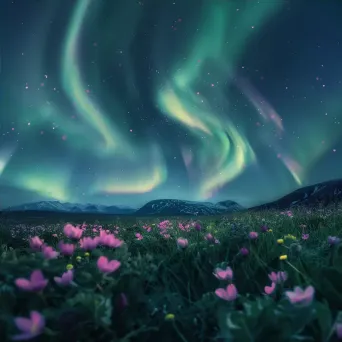 Aurora borealis alpine meadow - Image 4