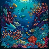 Colorful marine life swimming in a turquoise coral reef - Image 2