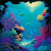 Colorful marine life swimming in a turquoise coral reef - Image 4