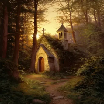 Humble Chapel in Tranquil Forest Glade