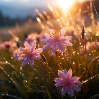 Dew-kissed Wildflowers at Sunrise