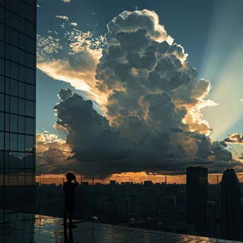 Rooftop silhouette against dramatic clouds and skyline - Image 2