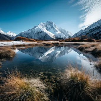 Mountain Reflection in Winter Lake