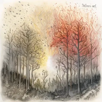 Chaotic forest fire transitioning into flourishing forest - Image 1