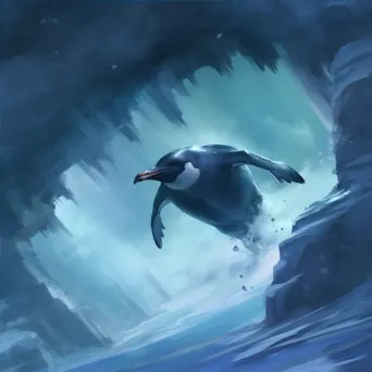 Penguin diving into the icy Antarctic Ocean - Image 4