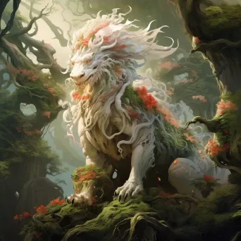 Image of a fusion of Chinese dragon and Western unicorn in a fantasy forest - Image 4