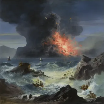 Underwater volcano eruption with magma illuminating darkness - Image 3