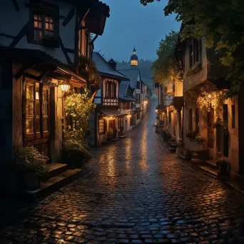 medieval town with rain - Image 1