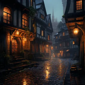 medieval town with rain - Image 4