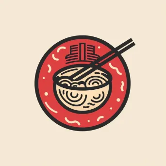 Modern ramen bowl logo in red and black - Image 1