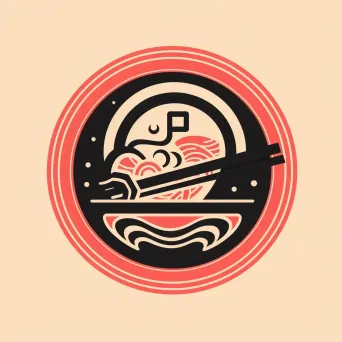 Modern ramen bowl logo in red and black - Image 4