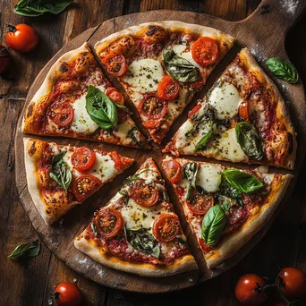 Pizza with fresh toppings on a wooden board - Image 2