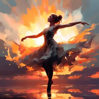 Silhouette of a ballet dancer mid-jump against a dramatic sunset - Image 2