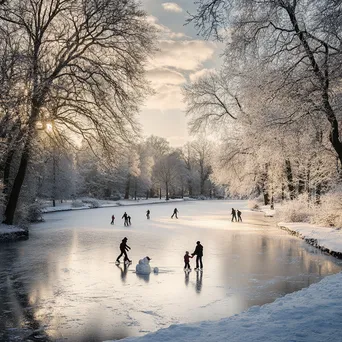 Winter Family Fun on a Frozen Lake