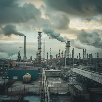 Industrial park with factories and cranes under cloudy sky - Image 4