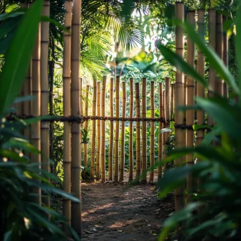 Bamboo fence surrounded by greenery - Image 4