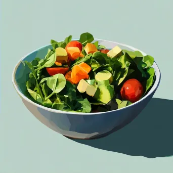 Fresh salad bowl illustrated in low poly, geometric style and bright colors - Image 2