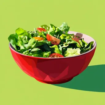 Fresh salad bowl illustrated in low poly, geometric style and bright colors - Image 4