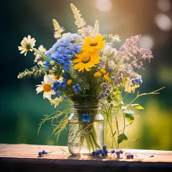 Rustic mason jar with wildflowers - Image 2