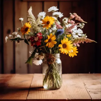 Rustic mason jar with wildflowers - Image 3