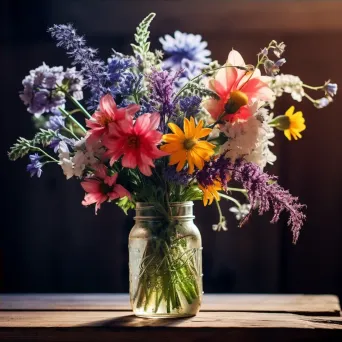 Mason Jar with Wildflowers