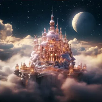 Enchanted castle in the sky with mythical creatures and glowing crystals - Image 4