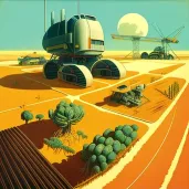 Image of a futuristic farm with robotic farmers - Image 2