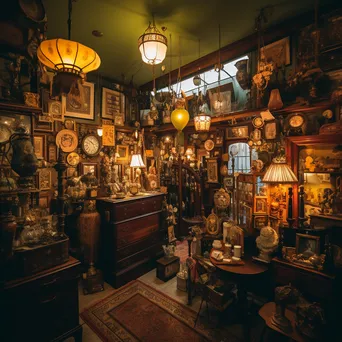 Interior of an antique shop showcasing unique vintage items - Image 1