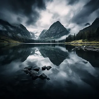 Reflections of a Stormy Sky on a Lake