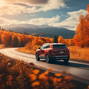 SUV in Autumn Landscape