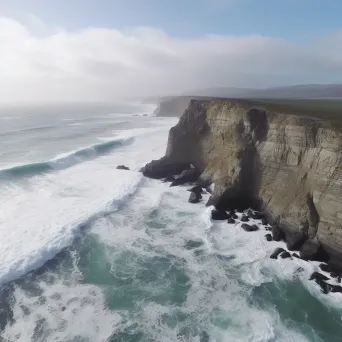 Aerial view of majestic sea cliffs with crashing waves and seabirds - Image 4